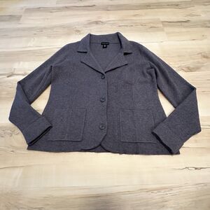 Adrienne Vittadini Charcoal Button-Up Cardigan